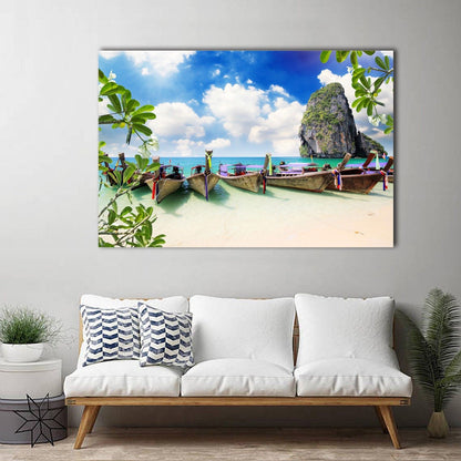 Framed Canvas prints Beach view boat Thailand Riley modern wall art home decor