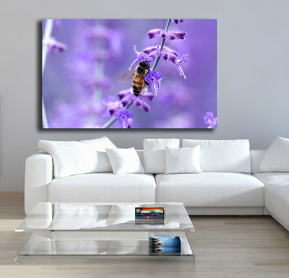 Lavender Bee Stretched Canvas Prints Framed Wall Art Home Decor Painting Gift