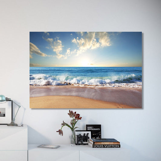 Stretched Canvas prints seascape print Sun Beach wave ocean view time-lapse