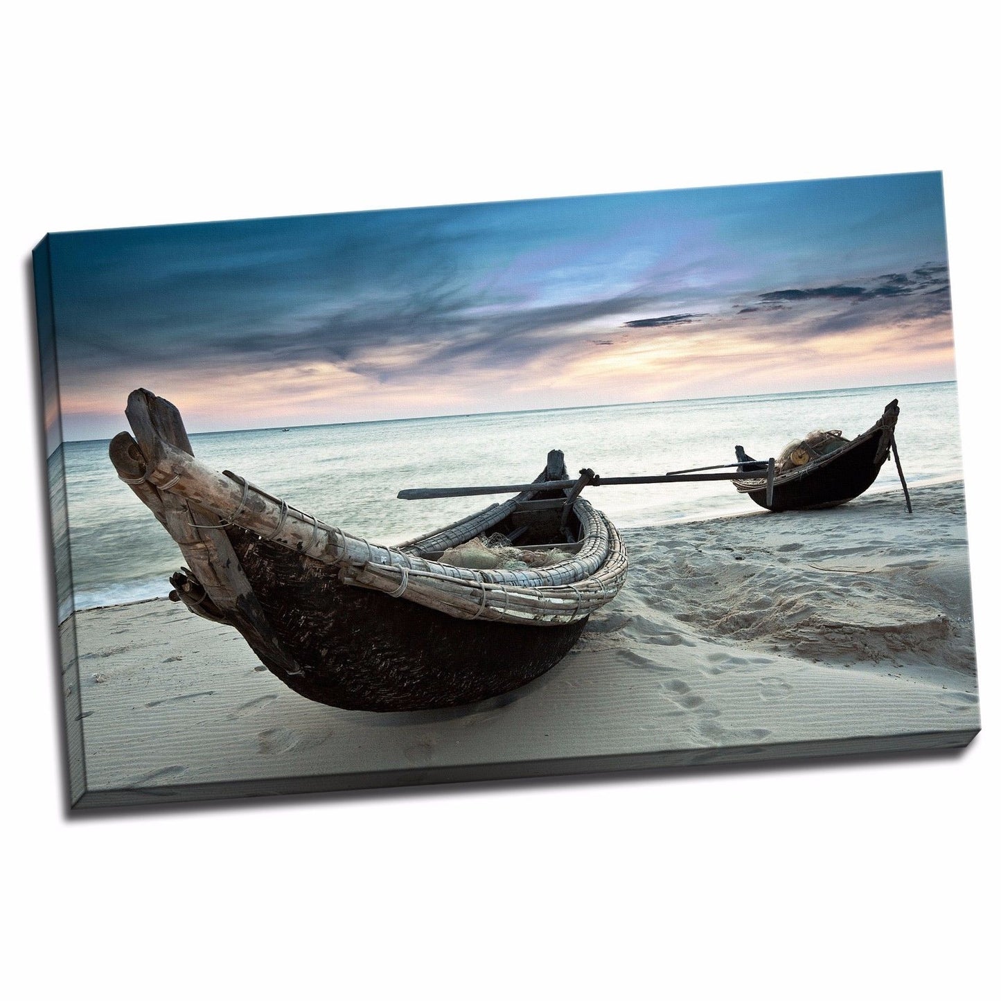 Stretched Framed canvas prints print seascape cloudy boat time-lapse wall art