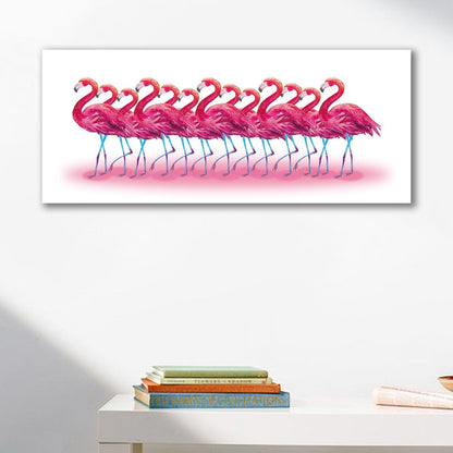 Framed Stretched Canvas Dancing Flamingo pink deco modern art print flamingos