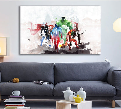 Framed Canvas Prints Stretched Watercolor Avengers Hero Wall Art Decor Painting