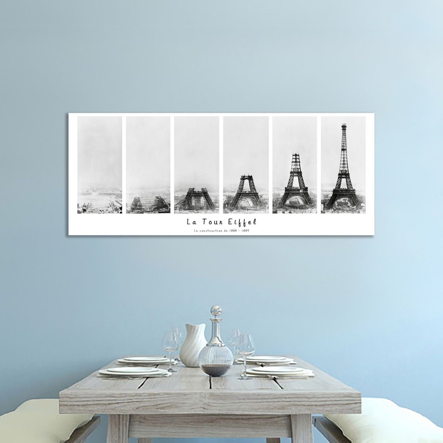 Building Process Eiffel tower construction Framed Canvas Wall art picture photo