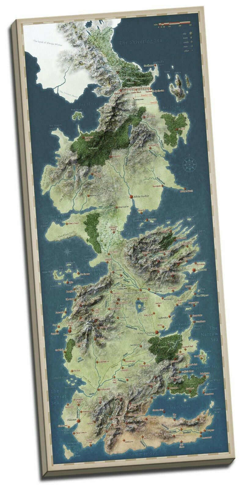 Game of Thrones Westeros Map Framed Canvas Prints Wall Decor Painting Big Size