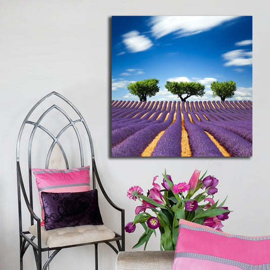Lavender Trees Stretched Canvas Prints Framed Wall Art Home Decor Painting Gift