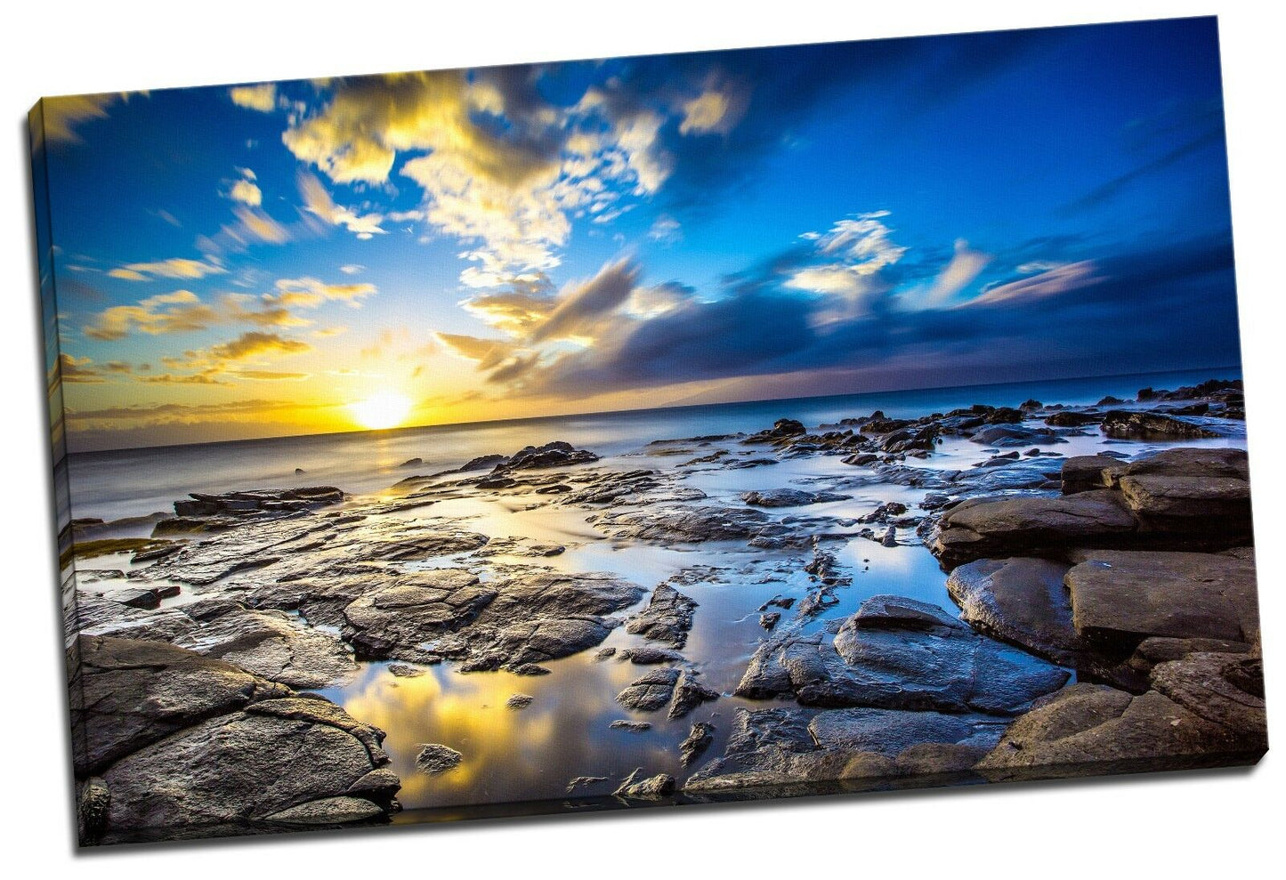 80x50x3cm Framed Canvas Prints Ocean Sea Time Lapse Photo Big Wall Art