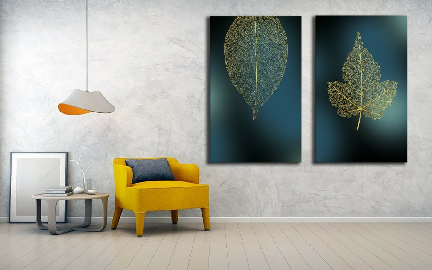 Gold Leaf veins on Green Framed Canvas Print Abstract Dinning Room Wall Art