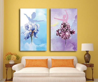 Ballet Dancer Flower dress Framed Canvas print Abstract Living Room Wall Art