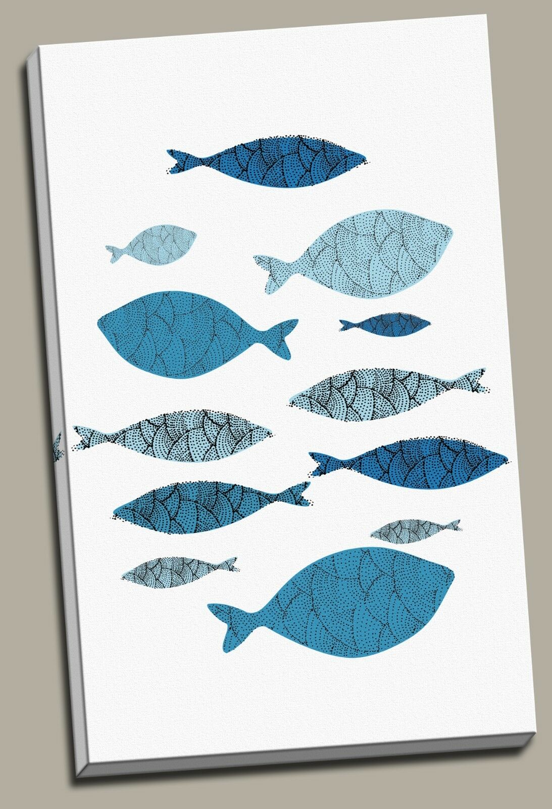 Abstract blue fish Stretched Canvas Prints Wall Art Decor Framed Art work