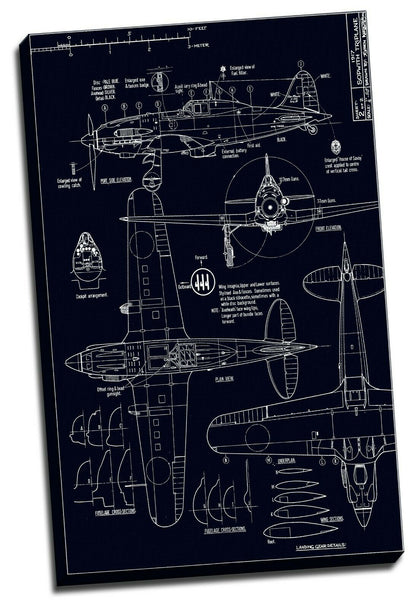 Industrial Aircraft Drawings Framed Canvas Print Abstract Living Room Wall Plane