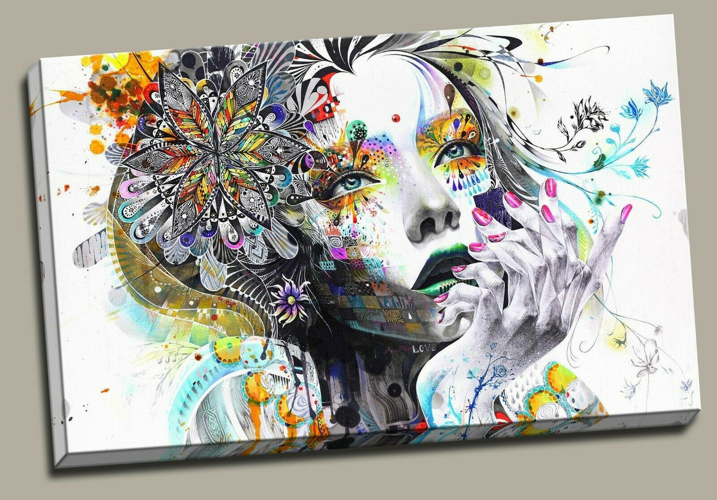 Urban Butterfly Princes Framed Canvas Graffiti Girl Face Wall Art Print Wall