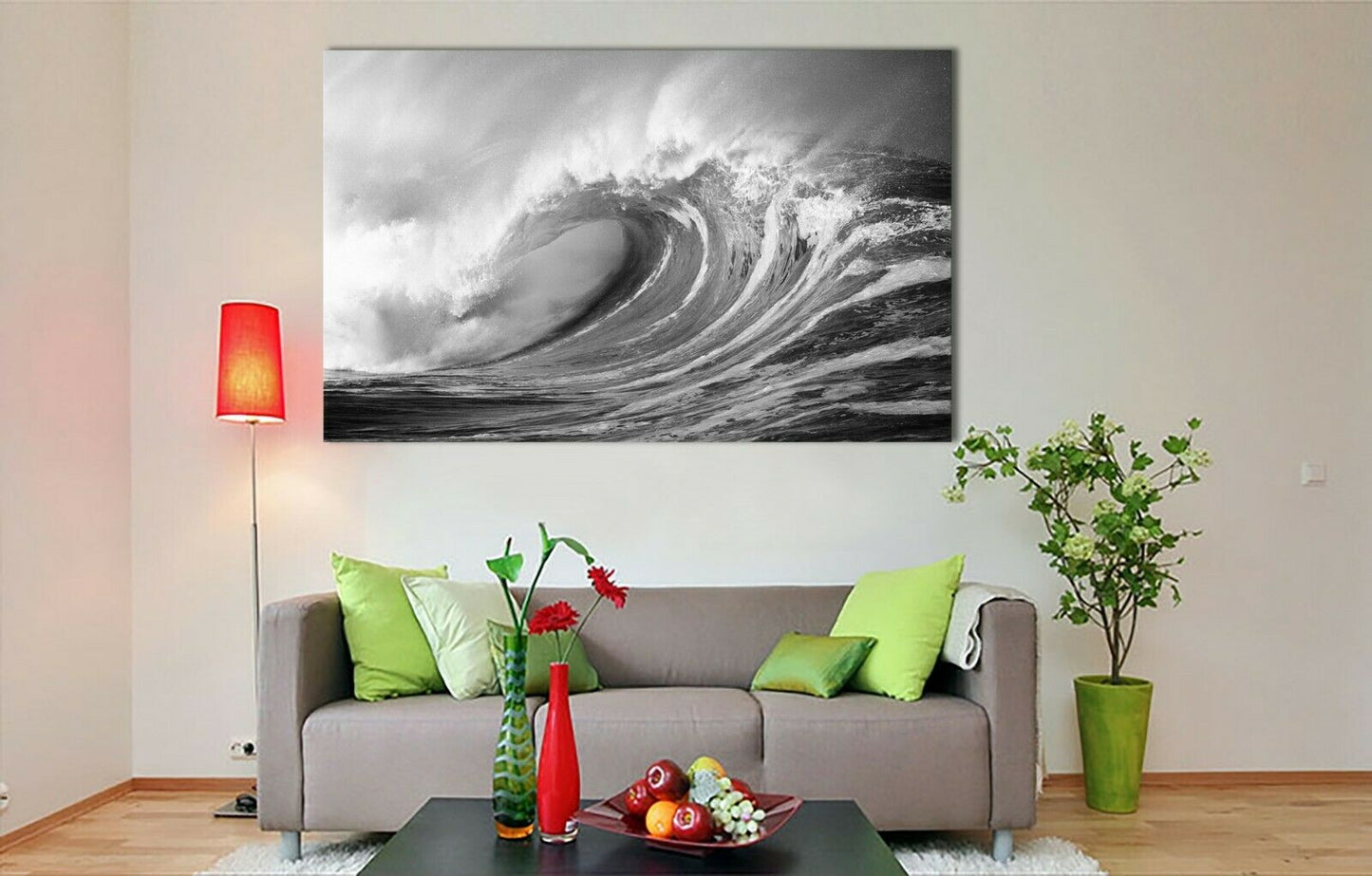 Black & White Sea Wave Framed Canvas Print Wall Art Blue waves prints photo