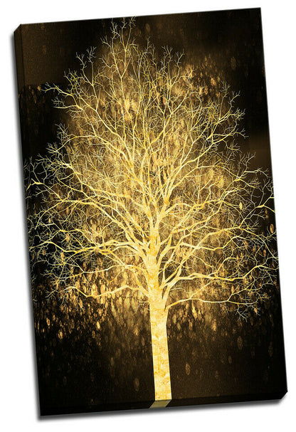 Framed Stretched Canvas Tree of Sparklers in the Dark Gold prints Wall Art print