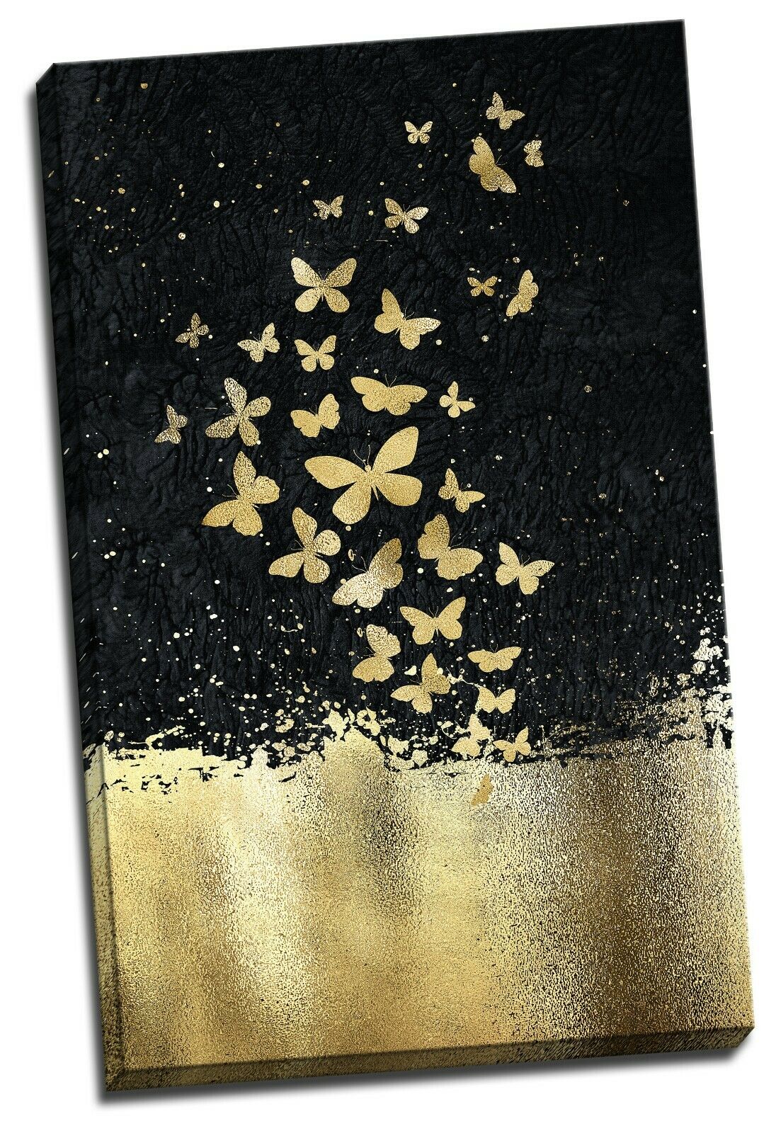 Butterfly gold foil color black Framed Canvas above  Water Wall Art Print Wall