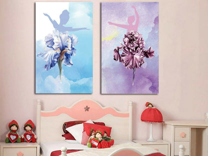 Ballet Dancer Flower dress Framed Canvas print Abstract Living Room Wall Art