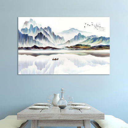 Oriental Chinese Asian Abstract Mountain River Canvas Wall art Picture Print