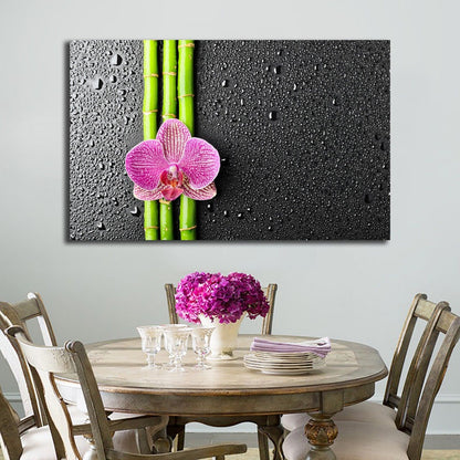 Purple Pink Orchid bamboo framed canvas Wall Art Home Decor Painting Gift