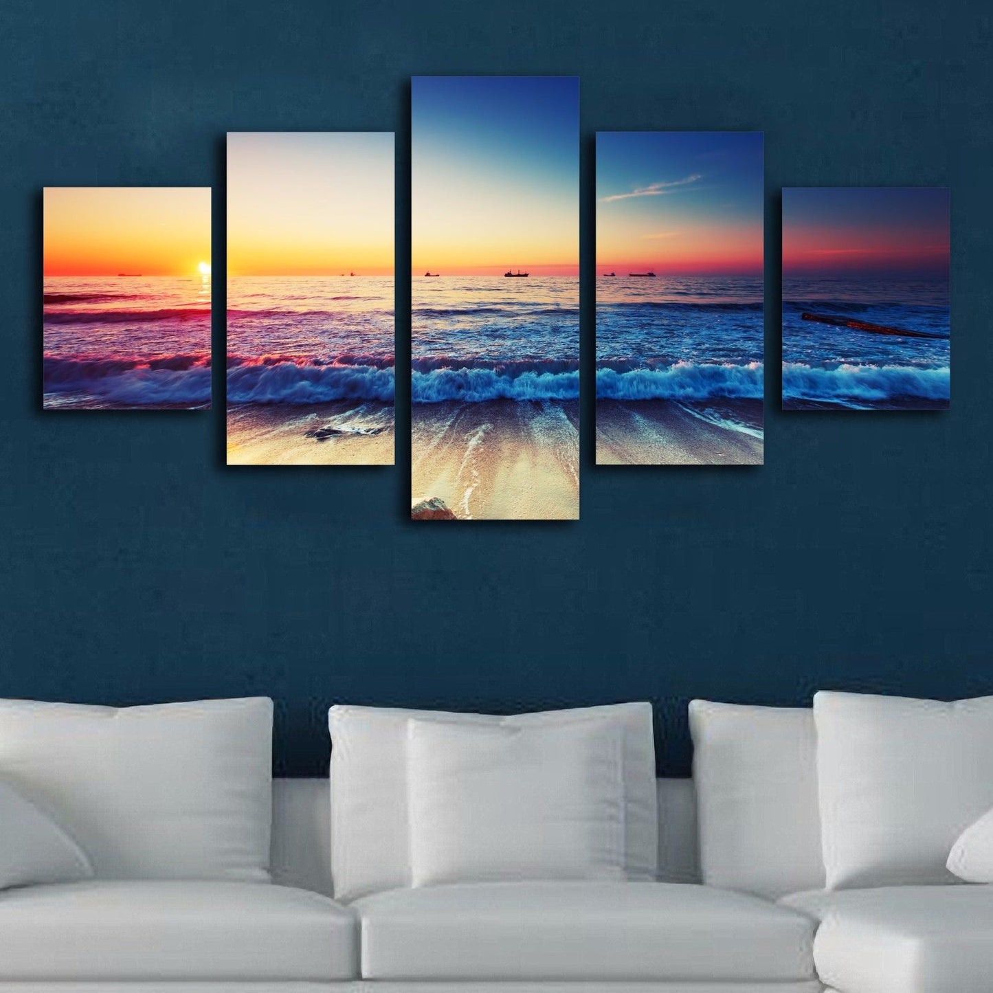 Framed canvas prints seascape print Sunset Sunrise beach wave modern wall art