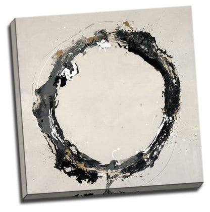 Black Abstract Circle Canvas Art Print Framed Ready to Hang Art Wall Prints