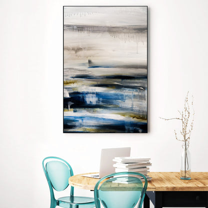 Abstract Blue Gray Framed Canvas Wall Art Print Ready to Hang Wall Prints