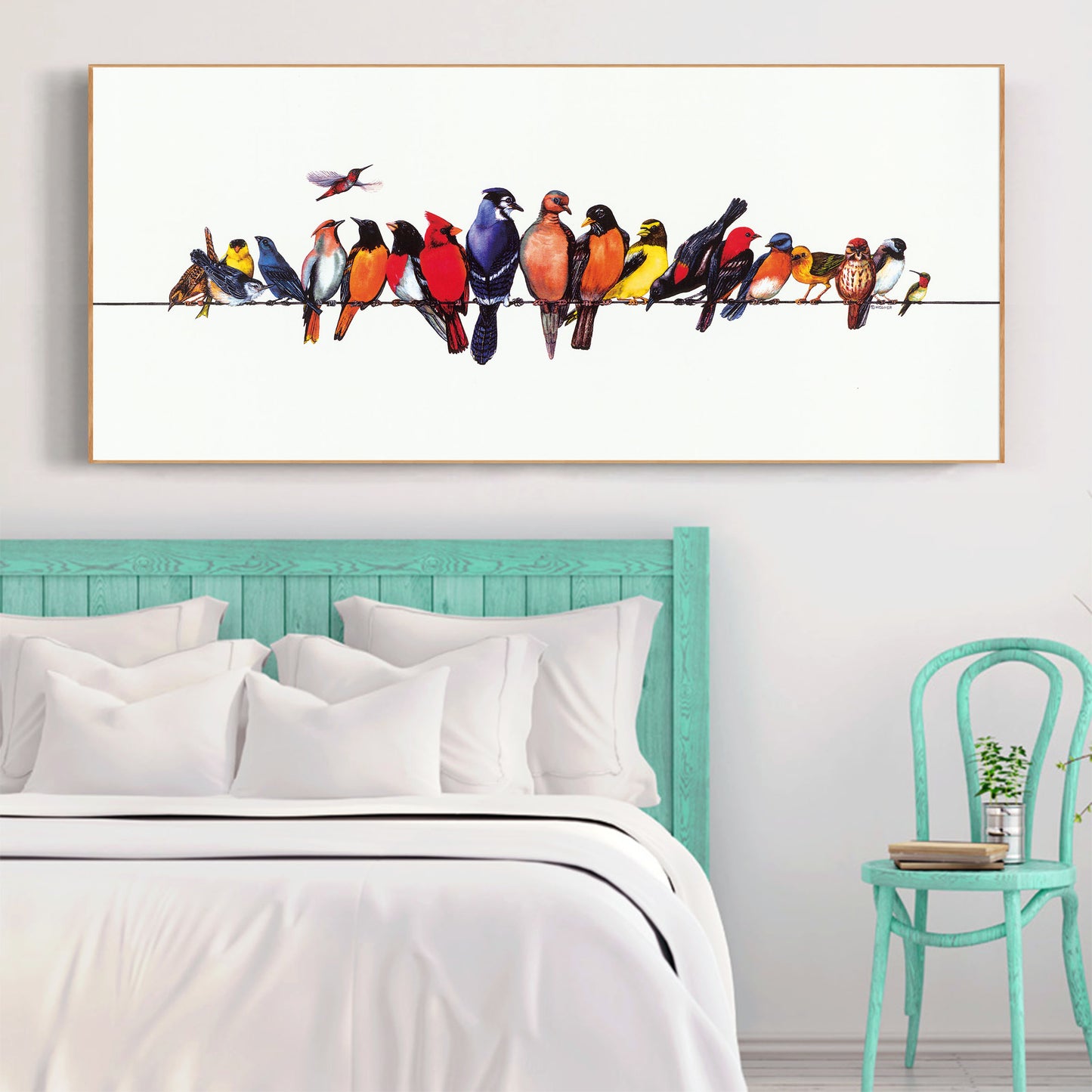 Colorful Birds Stretched Canvas Prints Wall Art Kids Home Decor Framed Painting