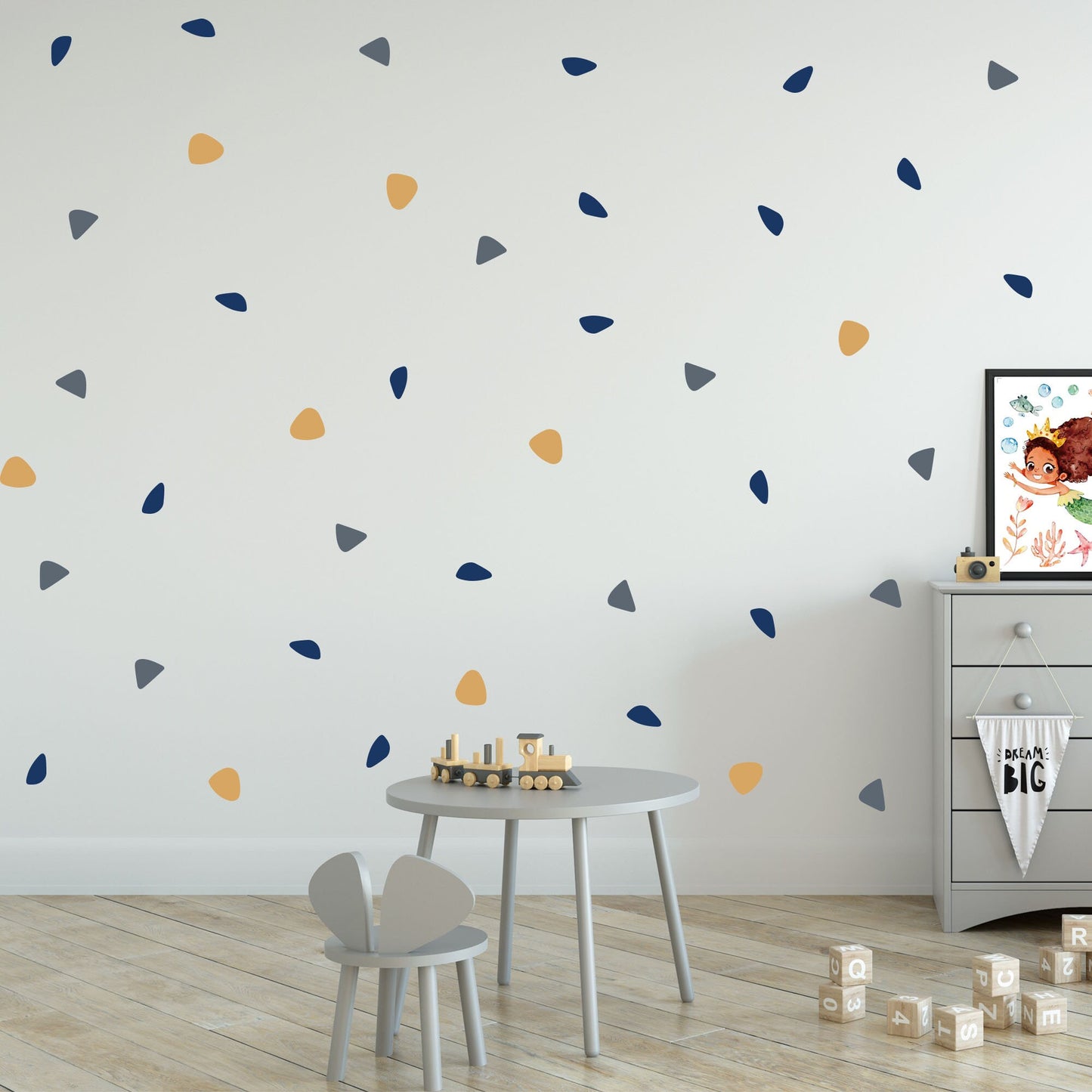 Multi-Color Circular and Triangle Dots Wall Decal Set - BR013