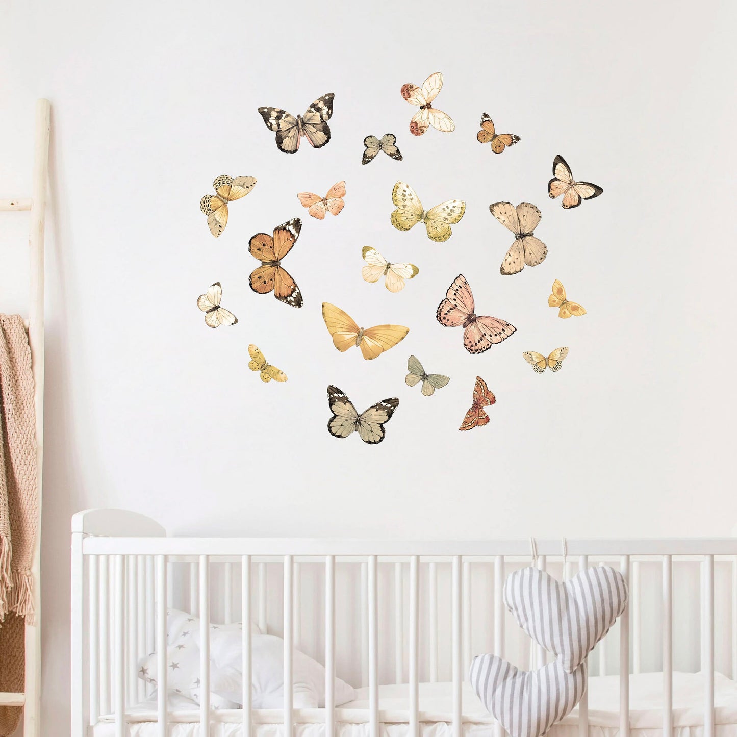 Elegant Mocha Butterfly Wall Decal Set - Assorted Coffee-toned Butterflies in Flight - Perfect for Girls' Room Decor - BR020
