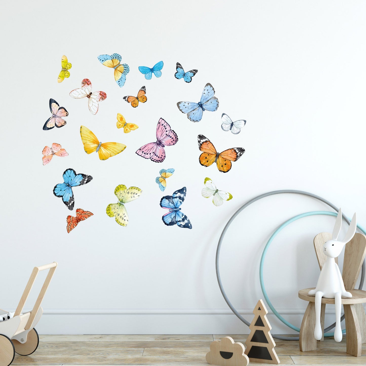 Enchanting Butterfly Wall Sticker - Assortment of Colorful Butterflies Flying Together - Ideal for Girls' Bedroom Decor - BR019