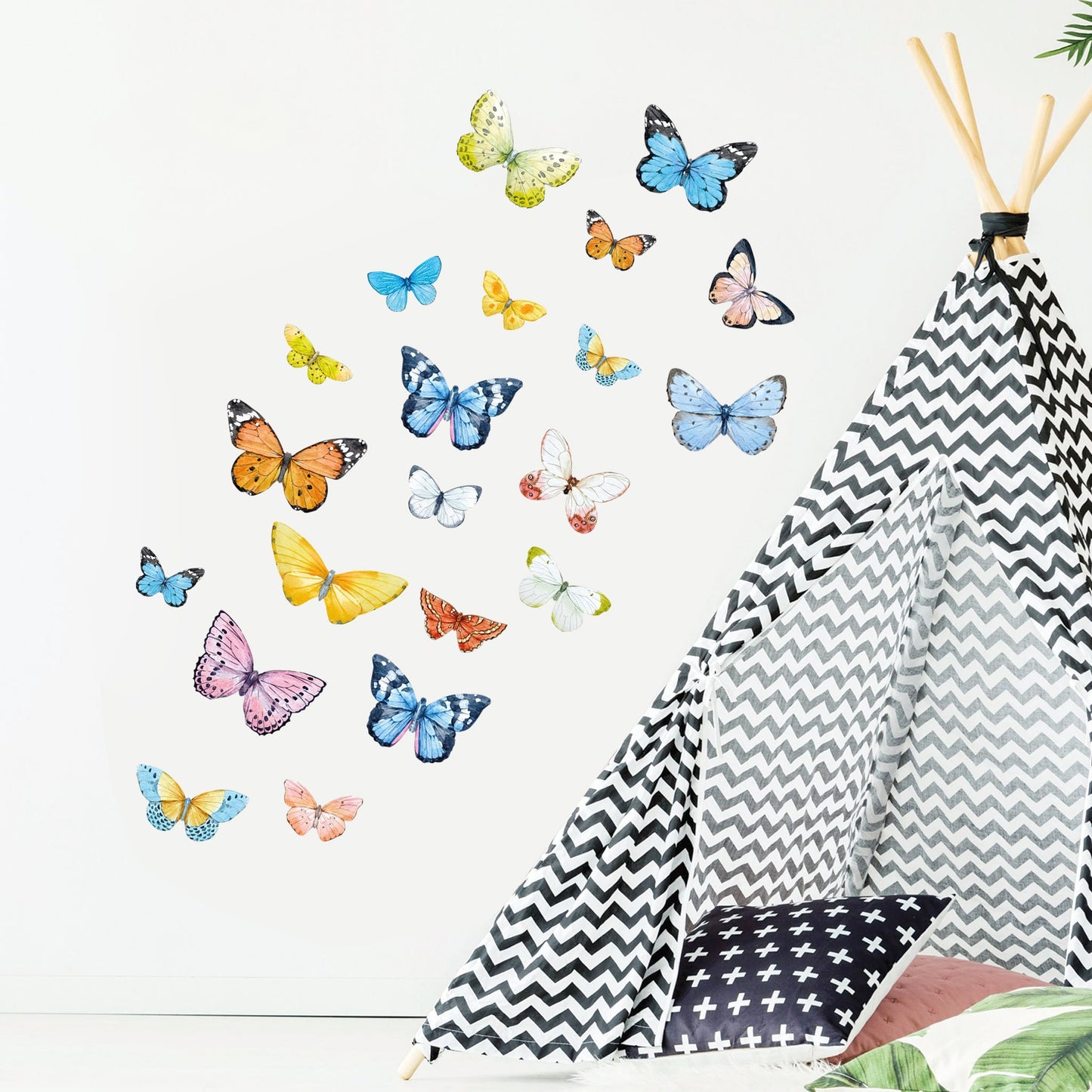 Enchanting Butterfly Wall Sticker - Assortment of Colorful Butterflies Flying Together - Ideal for Girls' Bedroom Decor - BR019