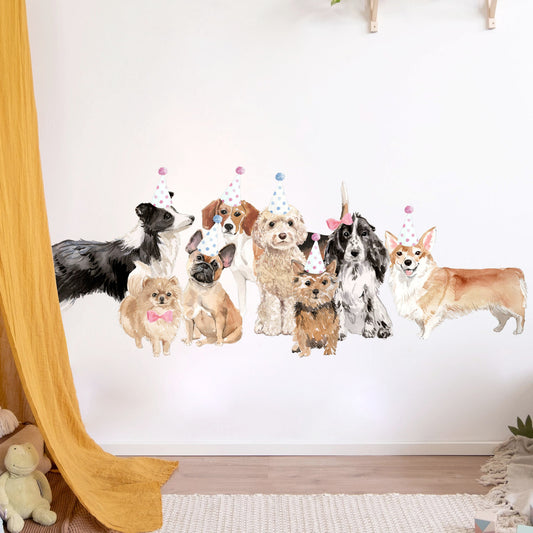 Lovely Dog Party Puppy Wall Decal - Kids Room Decor - BR021