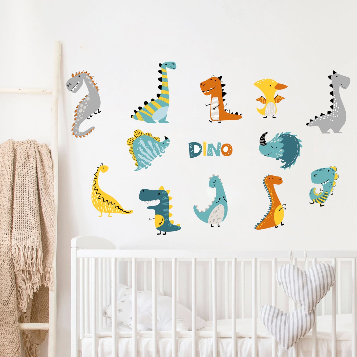 Colorful Baby Dino Flat Design Wall Decal - BR023
