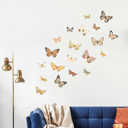 Elegant Mocha Butterfly Wall Decal Set - Assorted Coffee-toned Butterflies in Flight - Perfect for Girls' Room Decor - BR020