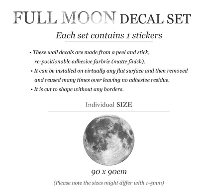 Silver Full Moon Wall Decal - BR037