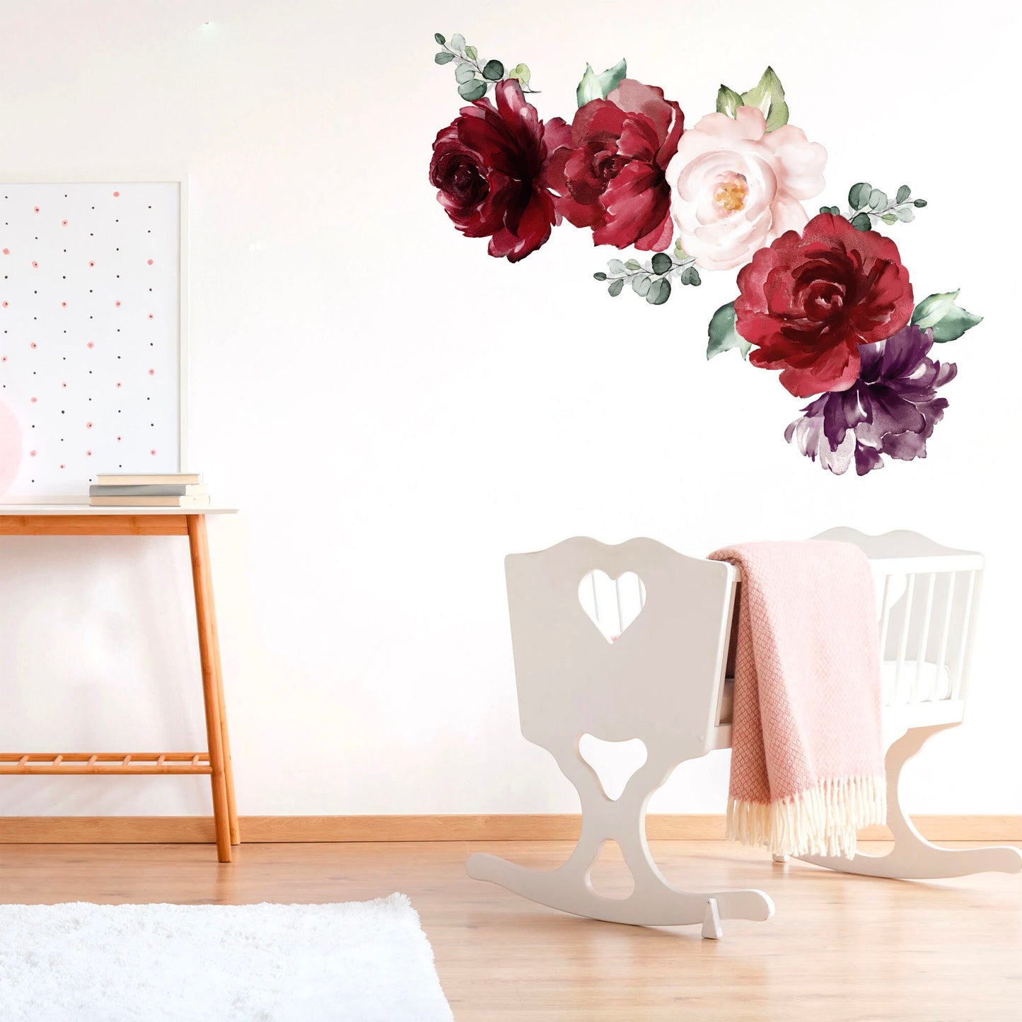 Floral Burgundy Peonies Wall Decal - BR030