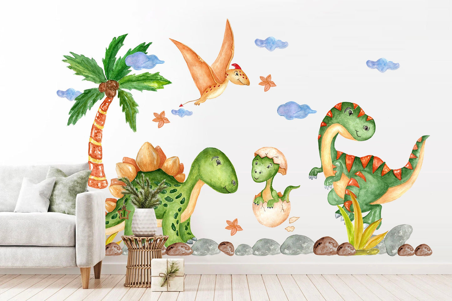 Cartoon Dinosaurs Adventure Baby Dino Wall Decal - BR057
