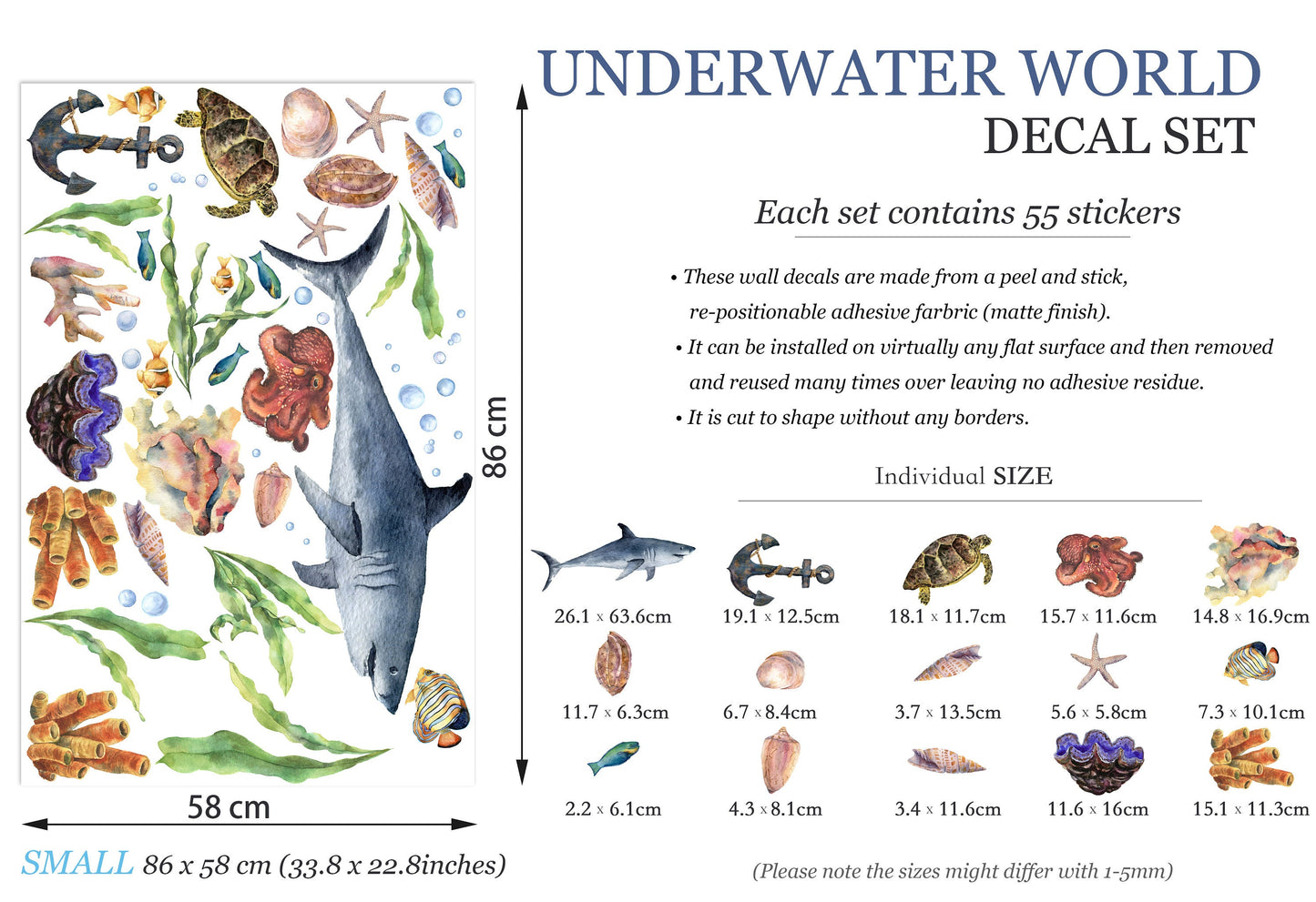 Underwater World Shark Adventure Wall Decal - BR058