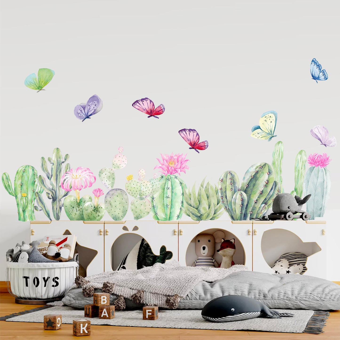 Blooming Cacti & Butterflies Wall Decal - BR055