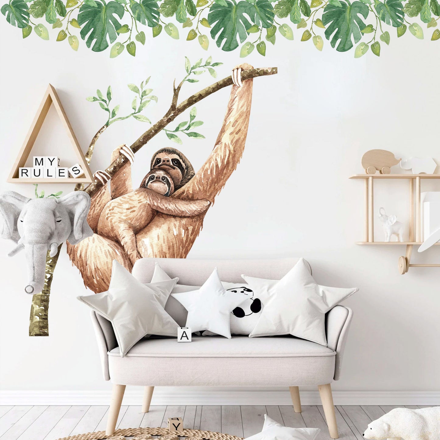 Sloth Mom & Baby Hanging Wall Decal - BR056