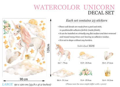 Dancing Unicorn Stroll at Starry Sky Wall Decal - Girl Room Decor - Removable Peel and Stick - BR110