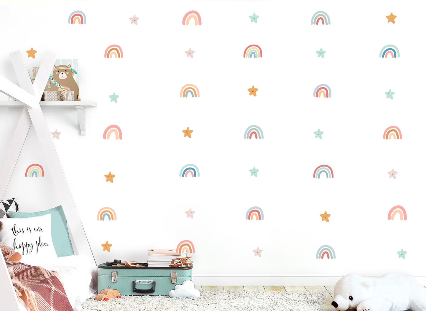 Colorful Rainbows & Stars Pattern Wall Decal - BR092