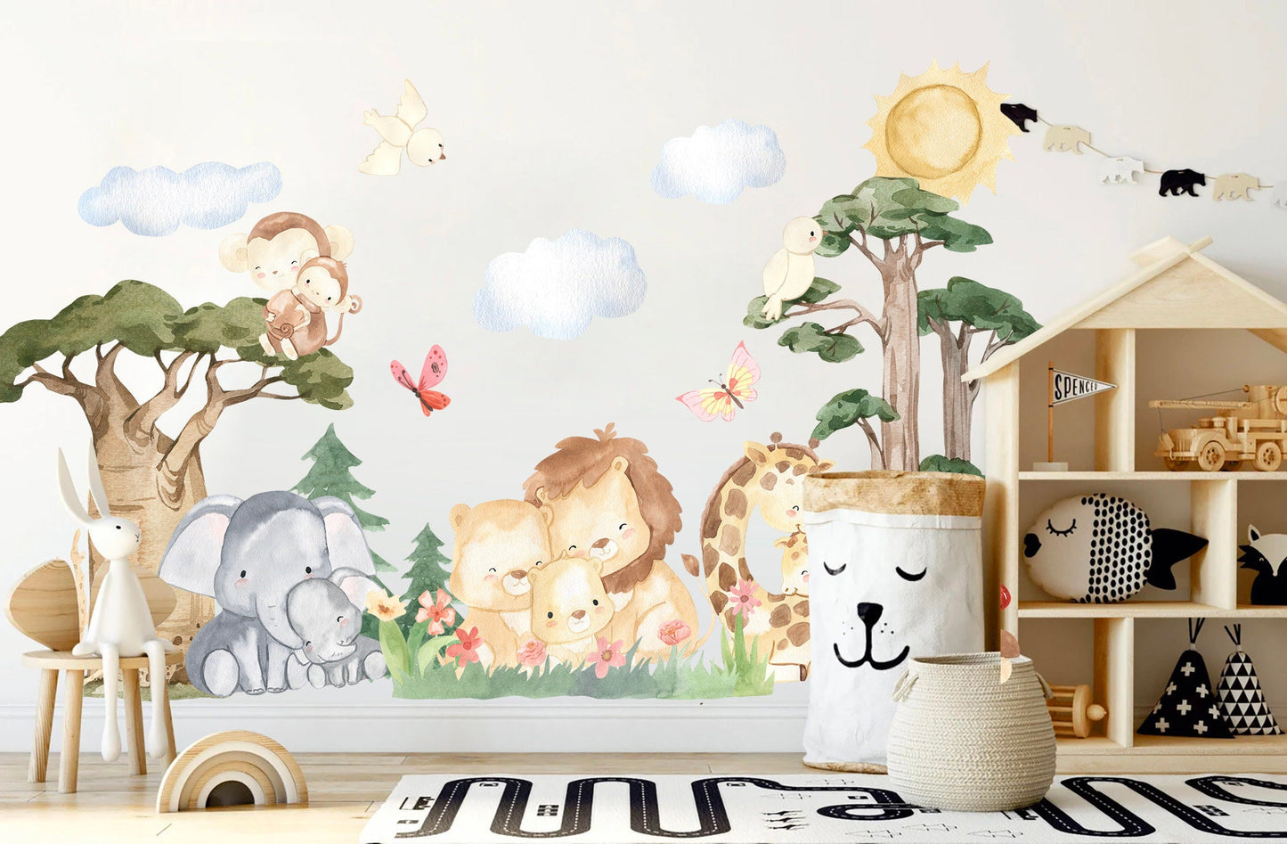 Wildlife Mom & Baby Wall Decal - Elephant Monkey Lion Giraffe Family - BR151