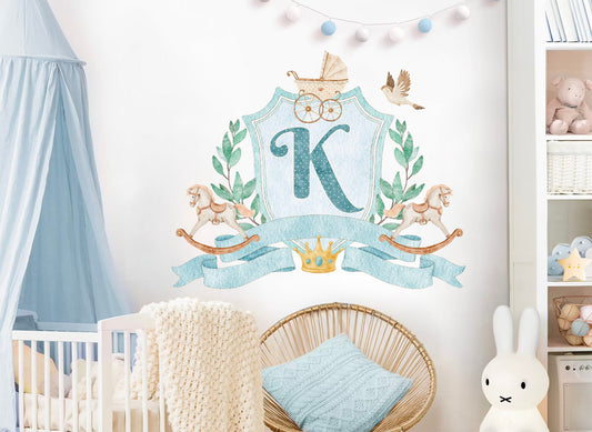 Personalized Nursery Initials Newborn Gift Boy and Gril Wall Decal - BR160