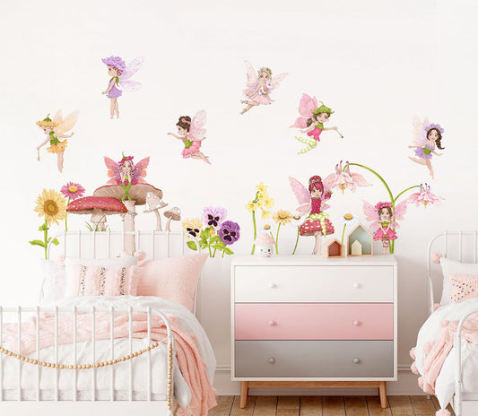 Enchanted Fairy with Flowers Series Wall Decal - Girl Room Decor - BR188