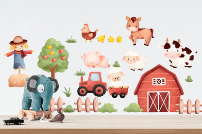 Rural Farm Life Kids Nursery Wall Decal - Baby Chicks Pig Sheep Farmhouse Cow Removable - BR195