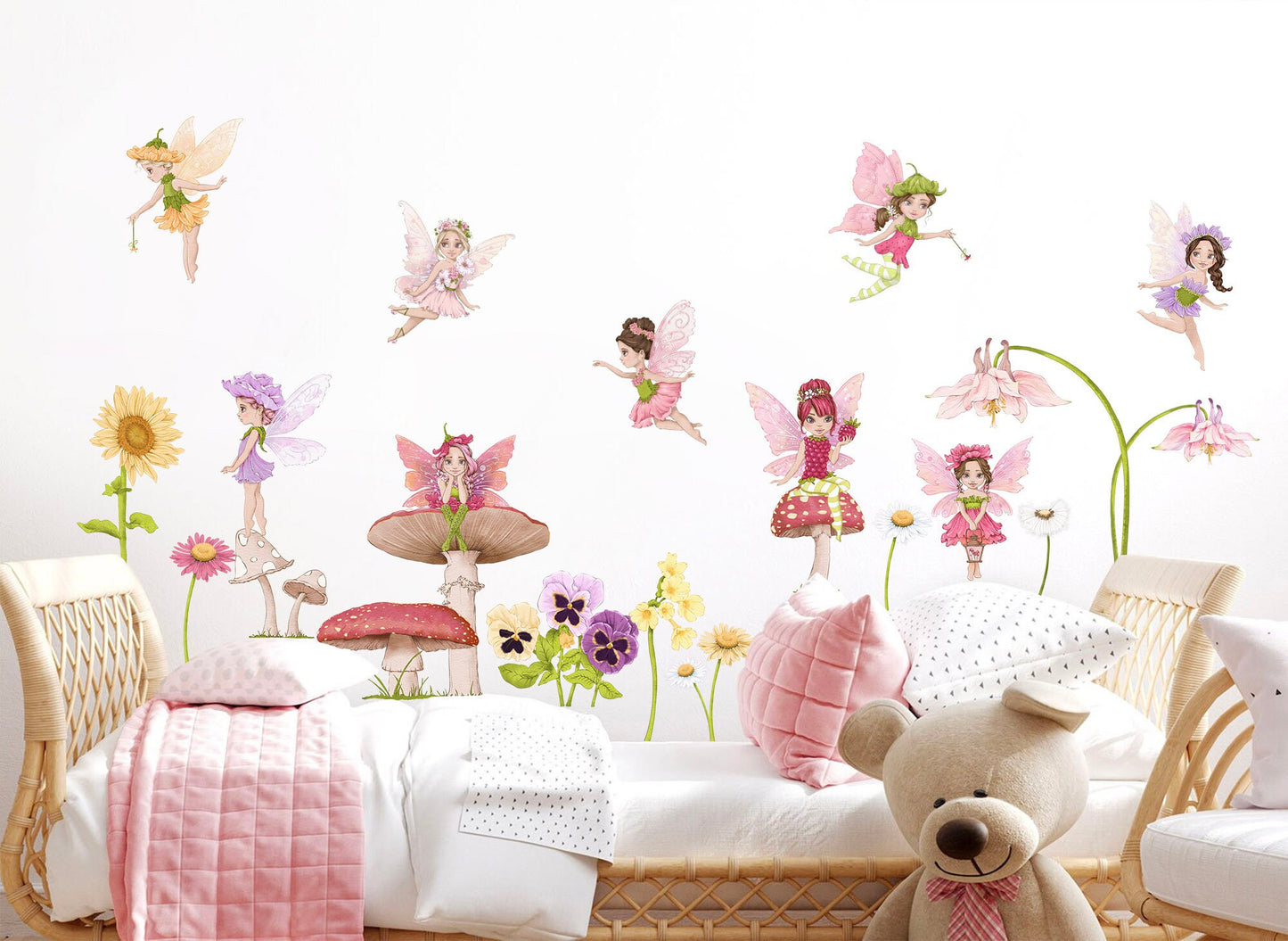 Enchanted Fairy with Flowers Series Wall Decal - Girl Room Decor - BR188