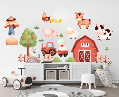 Rural Farm Life Kids Nursery Wall Decal - Baby Chicks Pig Sheep Farmhouse Cow Removable - BR195