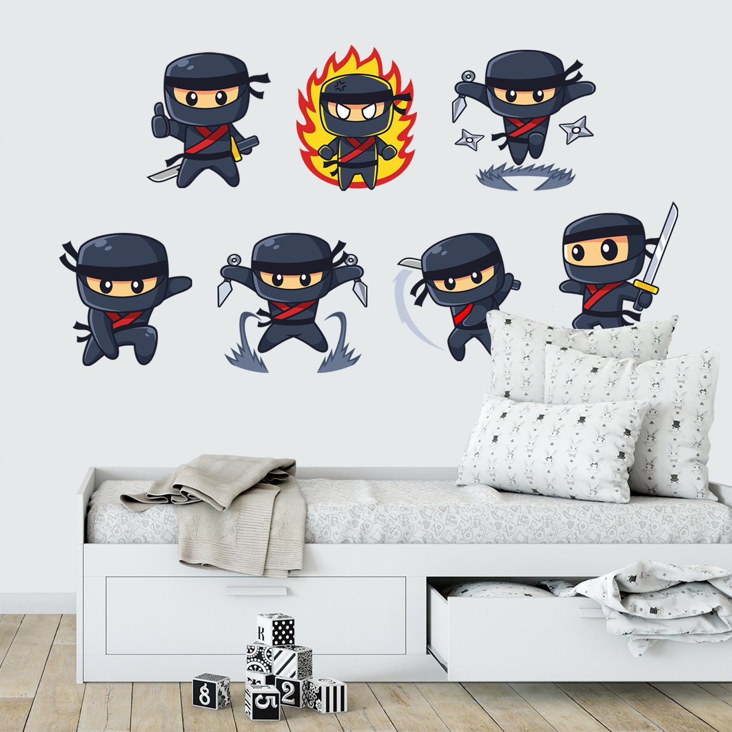 Japanese Cartoon Ninja Smashed Pose Wall Decal - Removable Peel and Stick - BR258