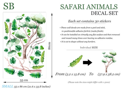 African Savannah Animals Surrounded by Palm Leaves Wall Decal - BR264