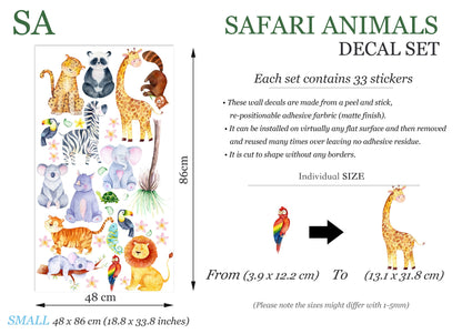 African Savannah Animals Surrounded by Palm Leaves Wall Decal - BR264