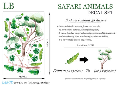 African Savannah Animals Surrounded by Palm Leaves Wall Decal - BR264
